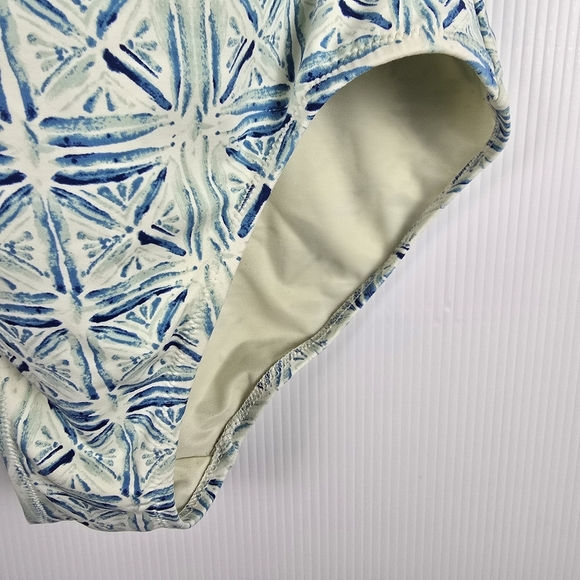 Lands' End Women’s Bandeau OnePiece Tummy Control Blue and Yellow Adj Strap 10 - Picture 6 of 11